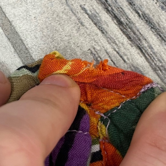 Vintage Phool Viscose Boho Parrot Floral Print Yellow Purple Orange Pockets L - Picture 8 of 8